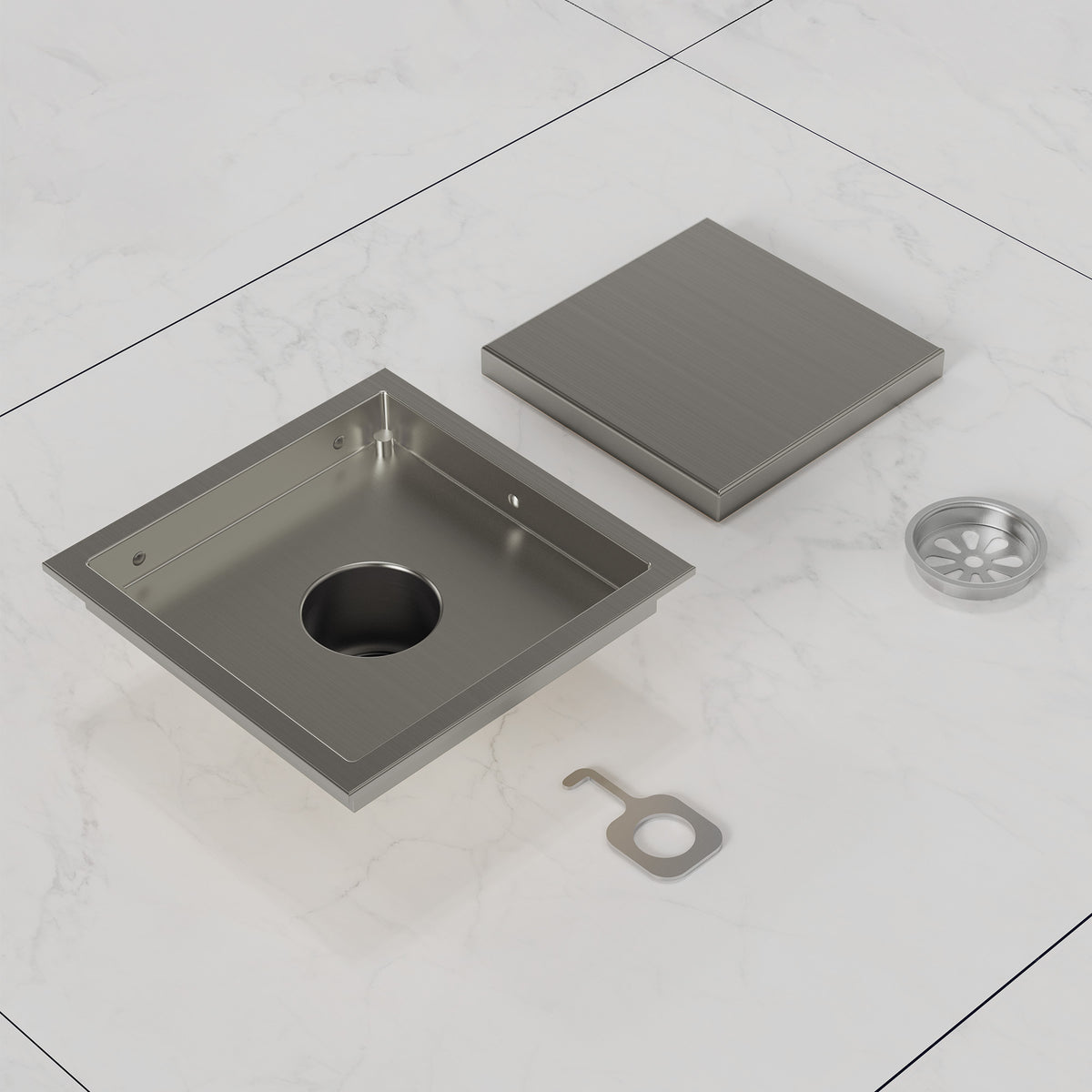 6-Inch Reversible Square Shower Drain with Anti-Odor Core