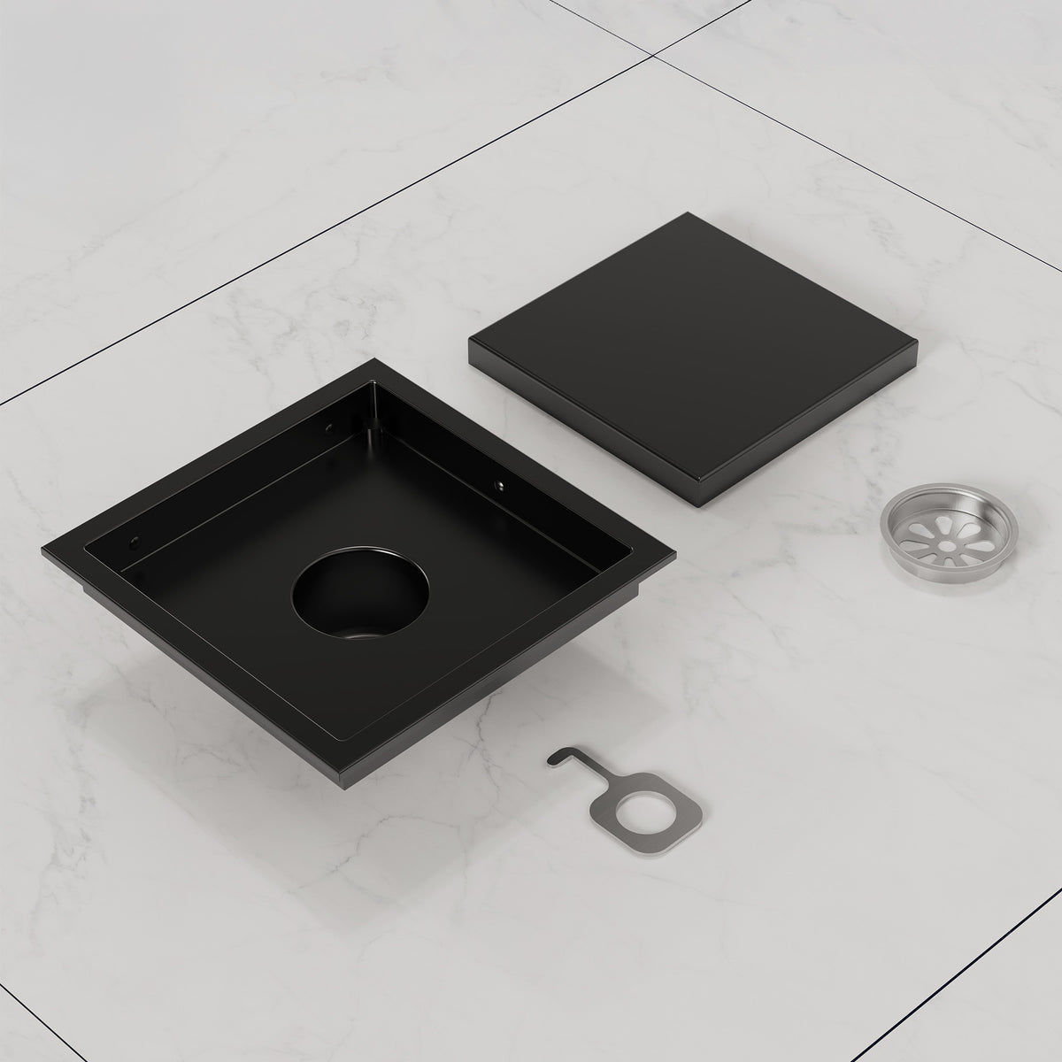 6-Inch Reversible Square Shower Drain with Anti-Odor Core