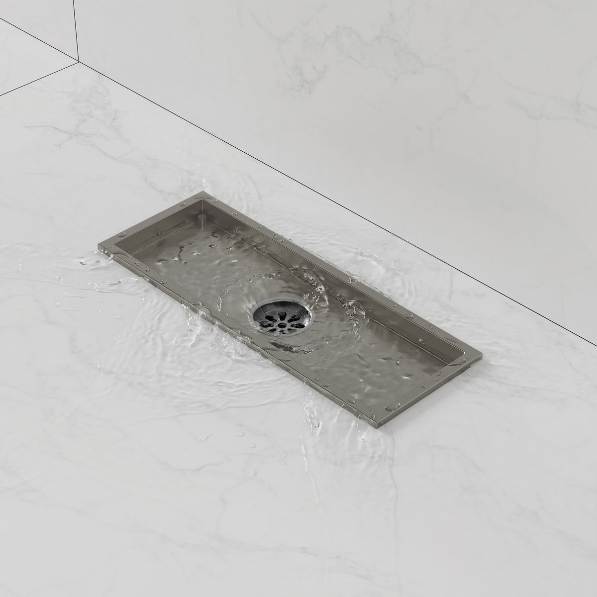 12-Inch Reversible Rectangular Shower Drain with Anti-Odor Core