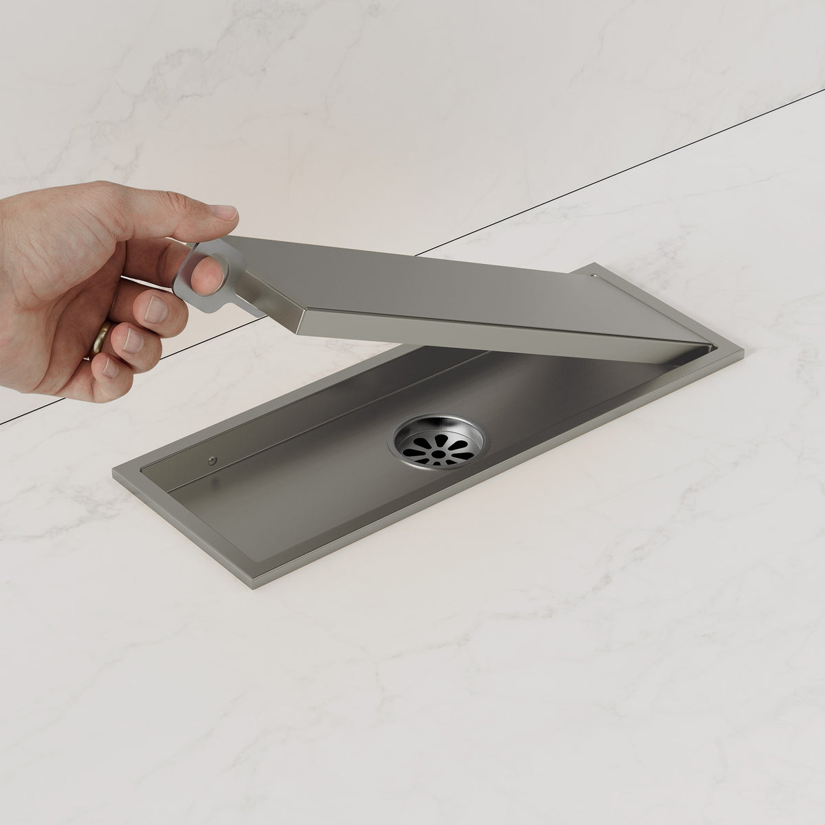 12-Inch Reversible Rectangular Shower Drain with Anti-Odor Core
