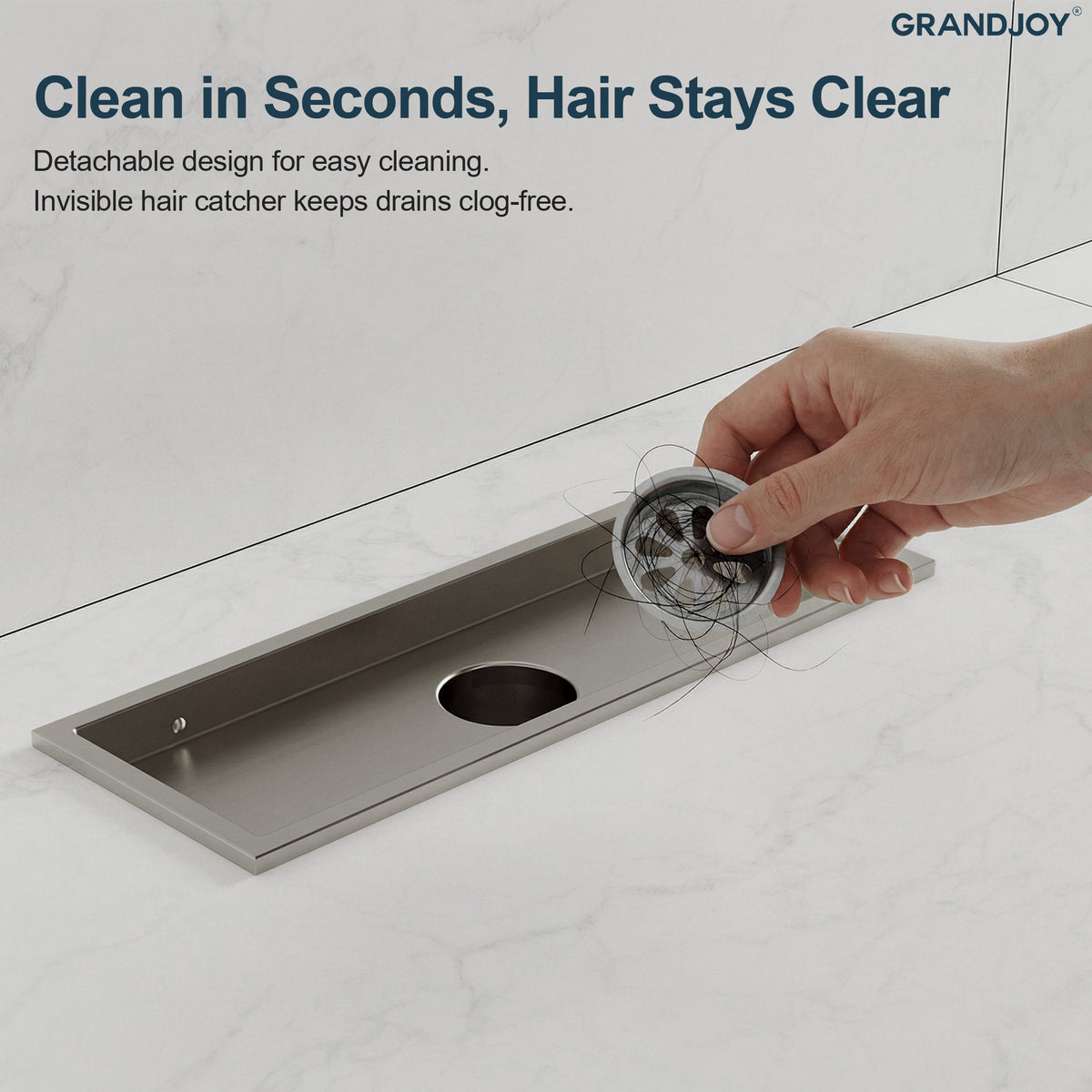 12-Inch Reversible Rectangular Shower Drain with Anti-Odor Core