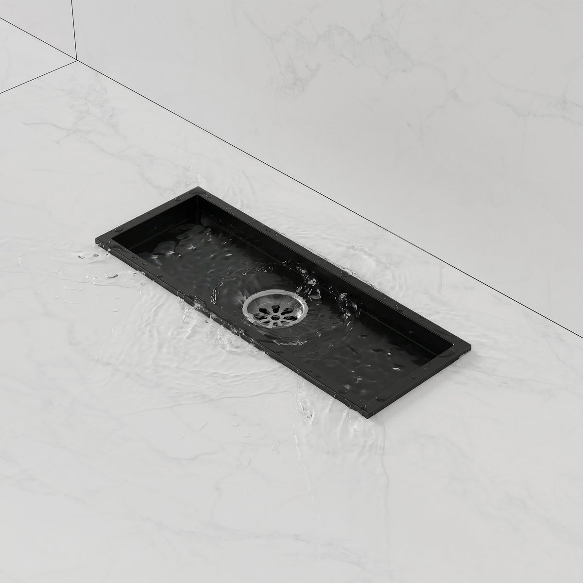 12-Inch Reversible Rectangular Shower Drain with Anti-Odor Core