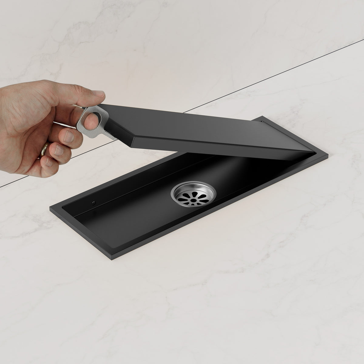 12-Inch Reversible Rectangular Shower Drain with Anti-Odor Core