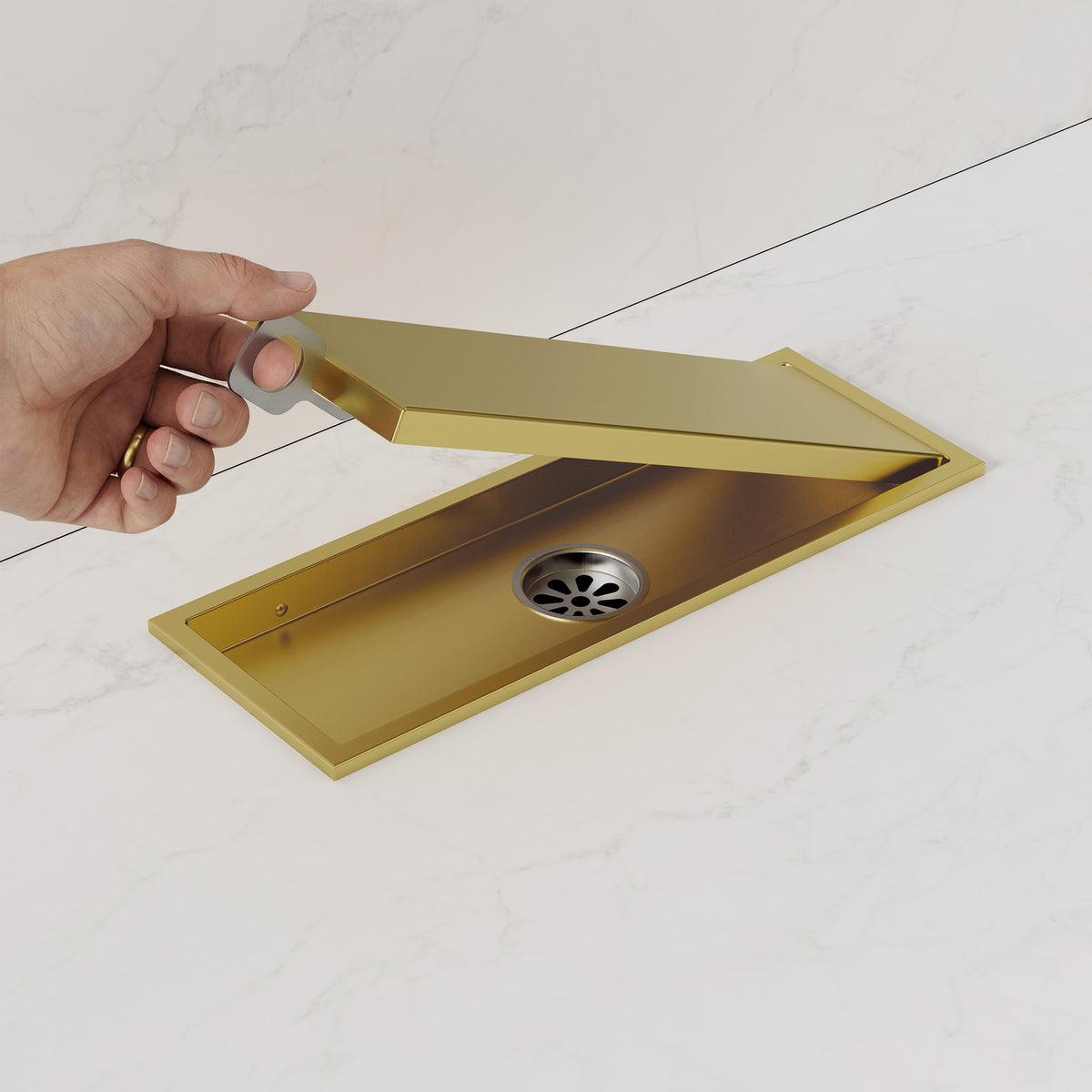 12-Inch Reversible Rectangular Shower Drain with Anti-Odor Core