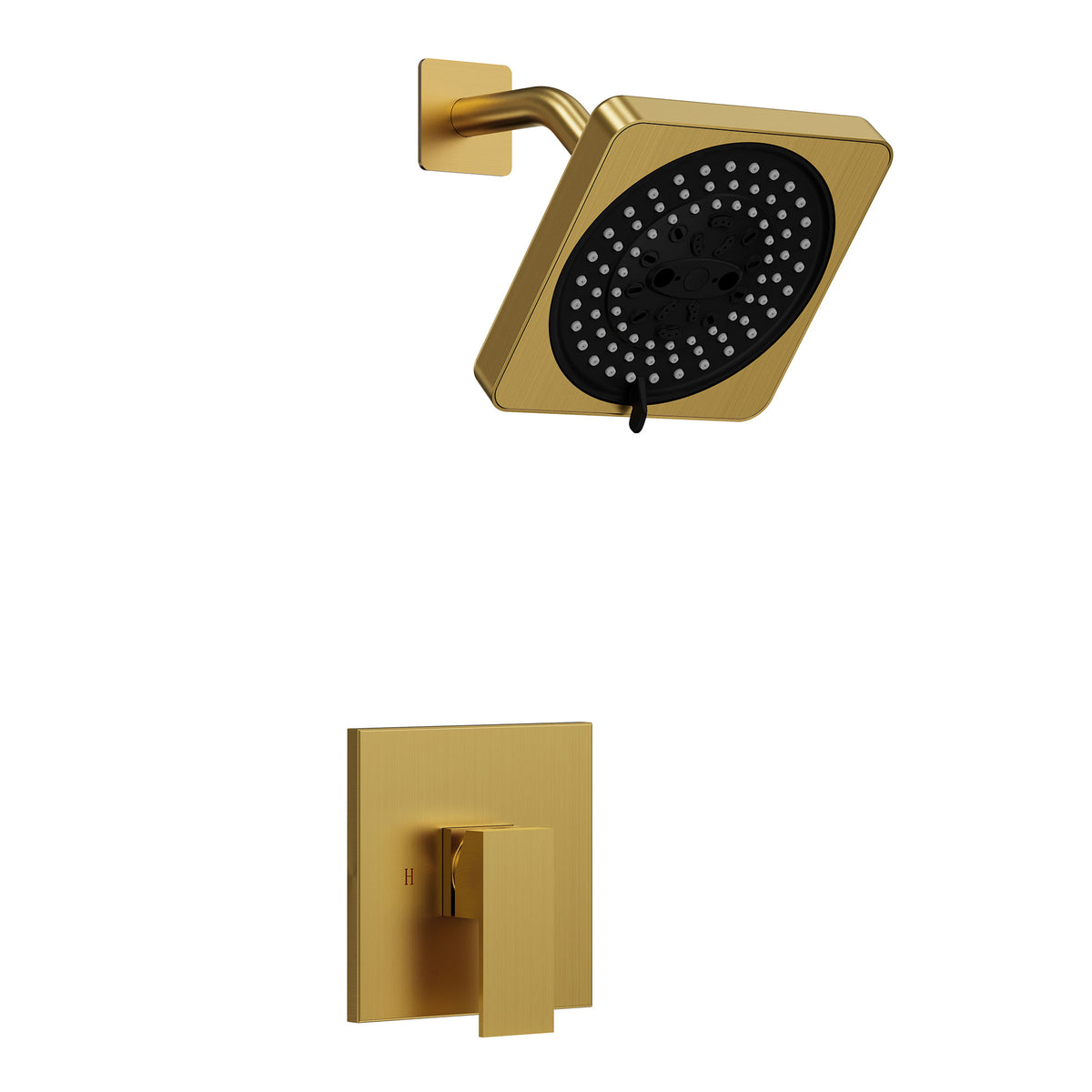 Square Wall-Mounted Pressure-Balanced Shower System with Seven Spray Modes