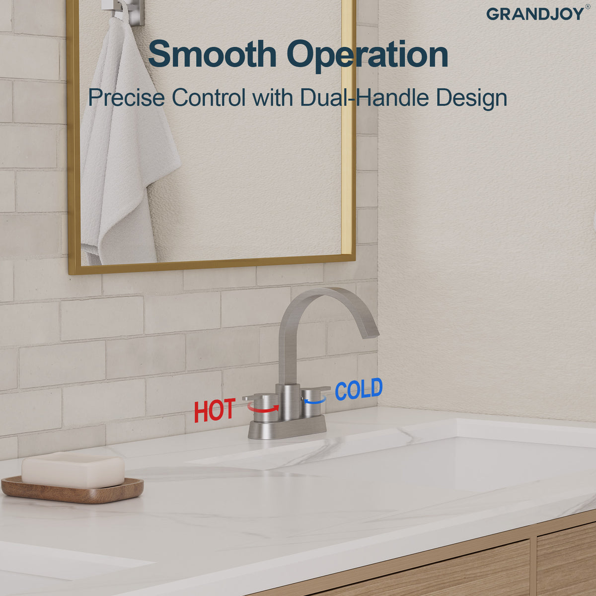 Two-Handle Centerset Bathroom Sink Faucet With Pop-Up Drain