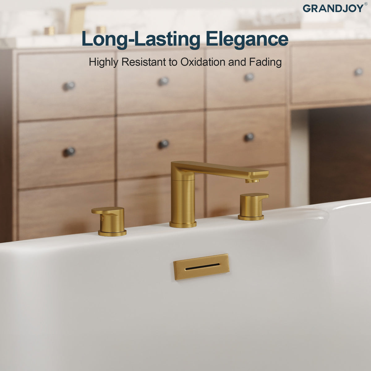 Low-Arc Deck-Mounted Roman Bathtub Faucet with Dual Handles