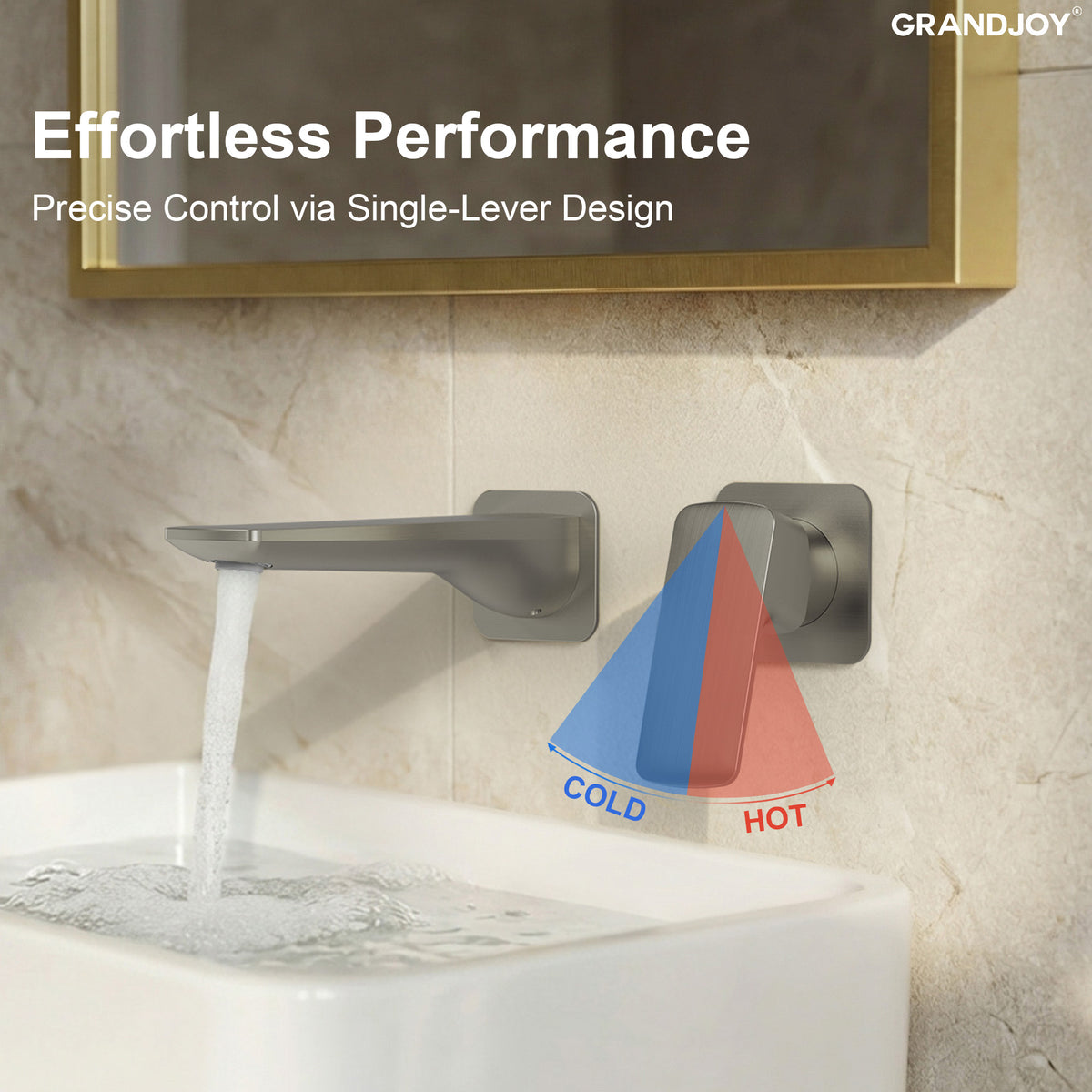 Single-Handle Wall-Mount Bathroom Sink Faucet With Pop-Up Drain