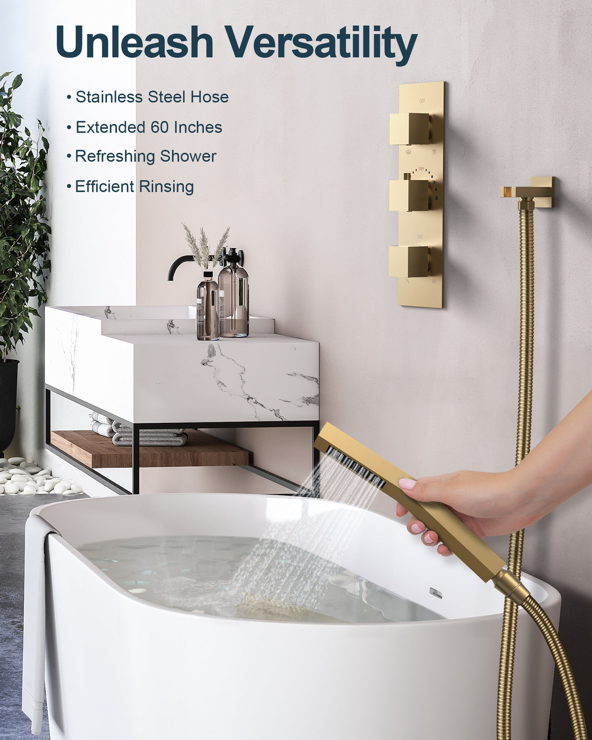 Ceiling-Mounted Multi-Spray Shower System with Adjustable Secondary Head