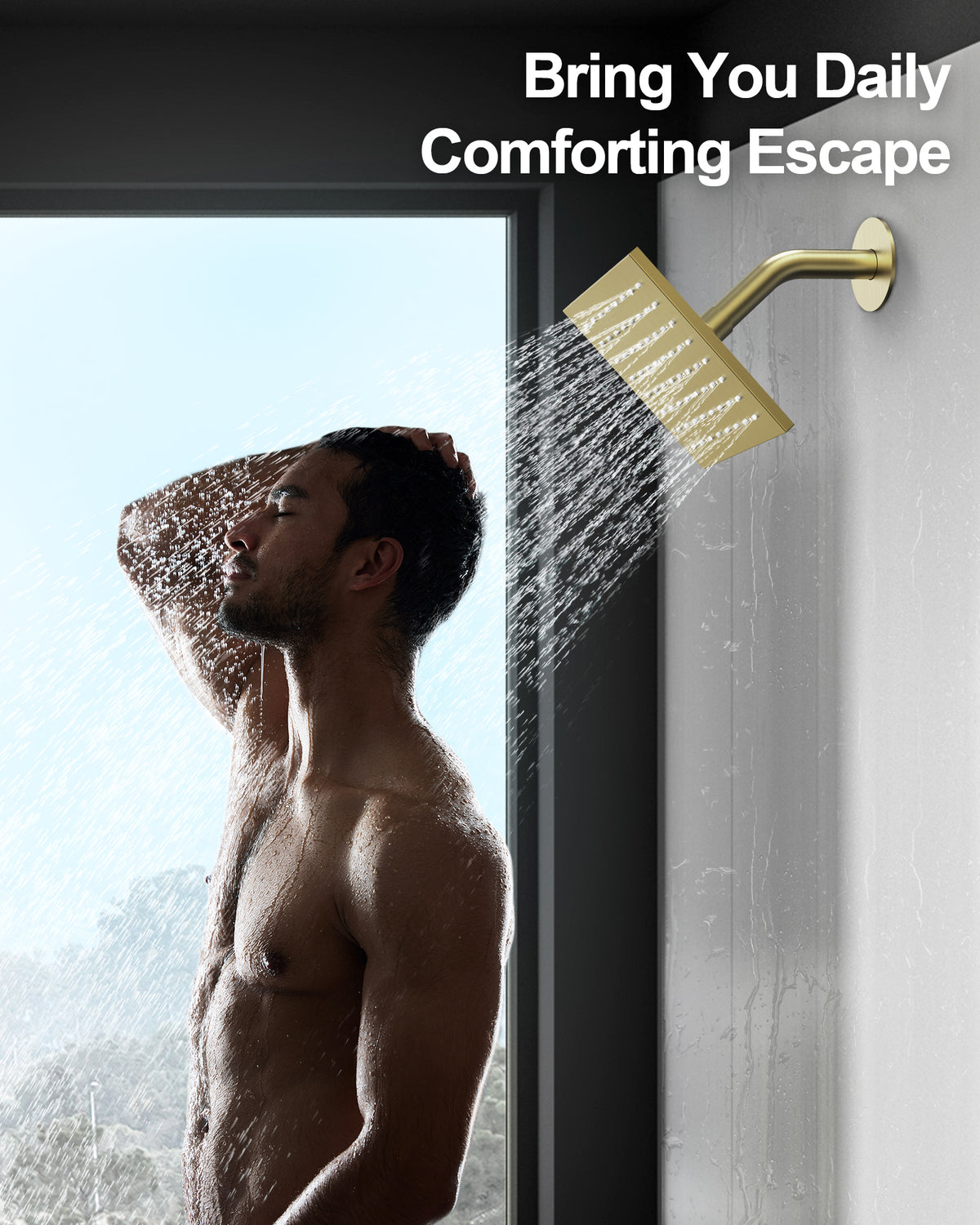 Ceiling-Mounted Dual Shower System with Adjustable Handheld Spray