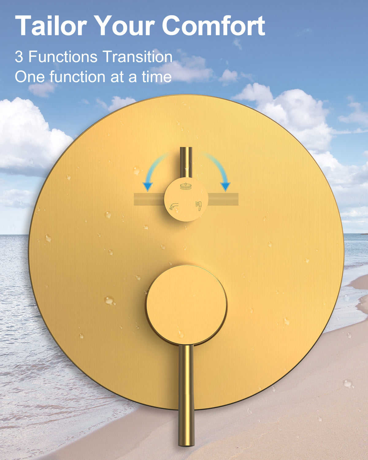Round Wall-Mounted Rain Shower System with Handheld and Tub Spout