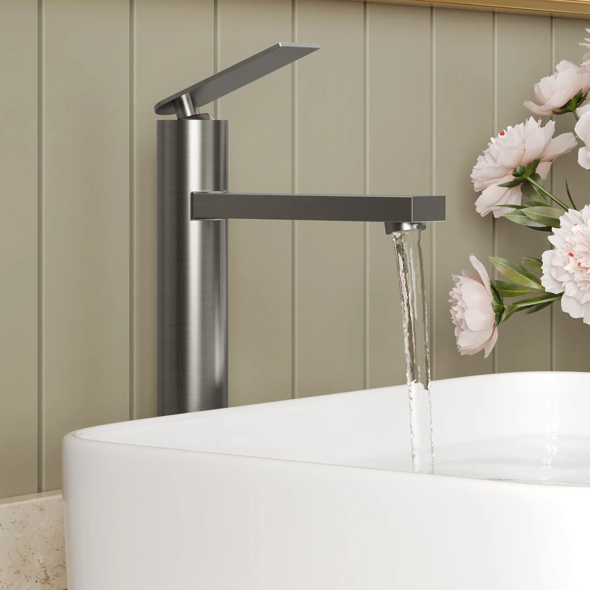 Single-Handle Vessel Bathroom Sink Faucet With Pop-Up Drain