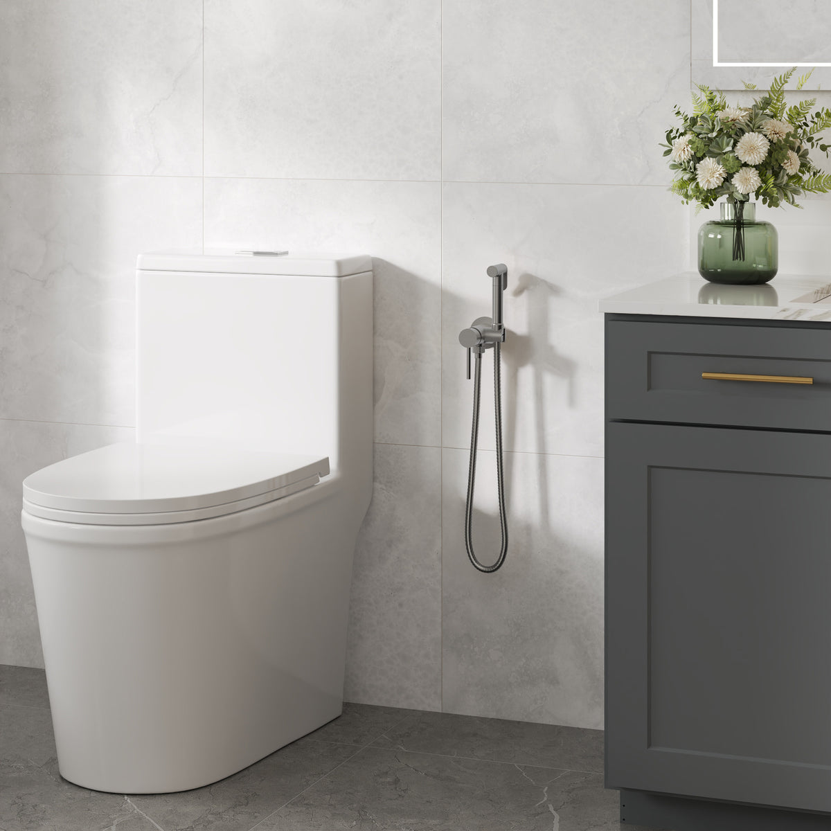Single-Handle Wall-Mounted Brass Bidet Sprayer with Hot and Cold Control