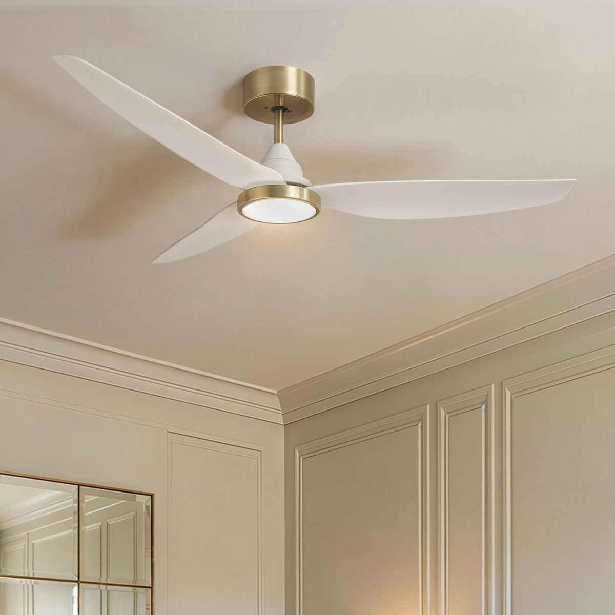 54-Inch Downrod Mount 3-Blade Ceiling Fan with Light and Remote Control