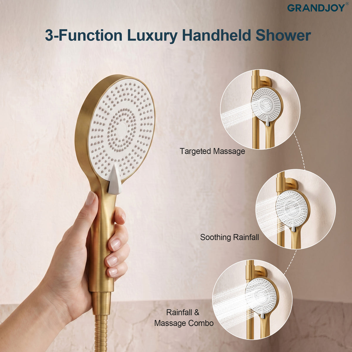 Exposed Dual-Function Rain Shower System with Adjustable Handheld