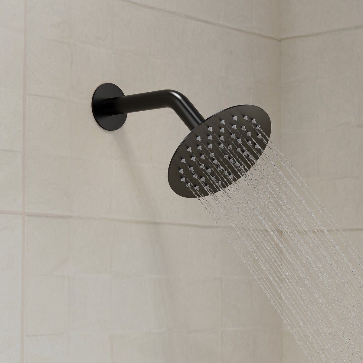 Round Wall-Mounted Rain Shower System with Pressure-Balanced Valve