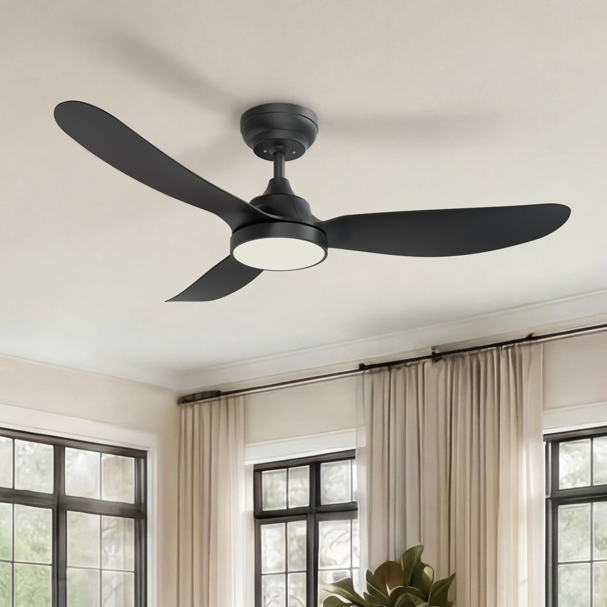 42-Inch Downrod Mount 3-Blade Ceiling Fan with Light and Remote Control