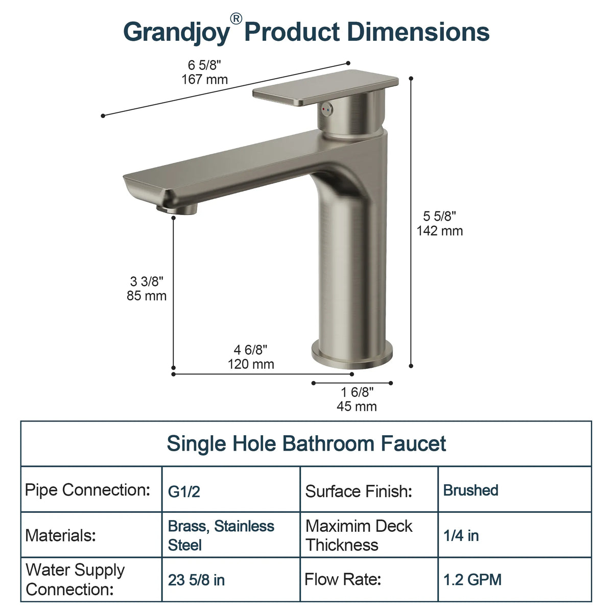 Single-Handle Bathroom Sink Faucet With Pop-Up Drain