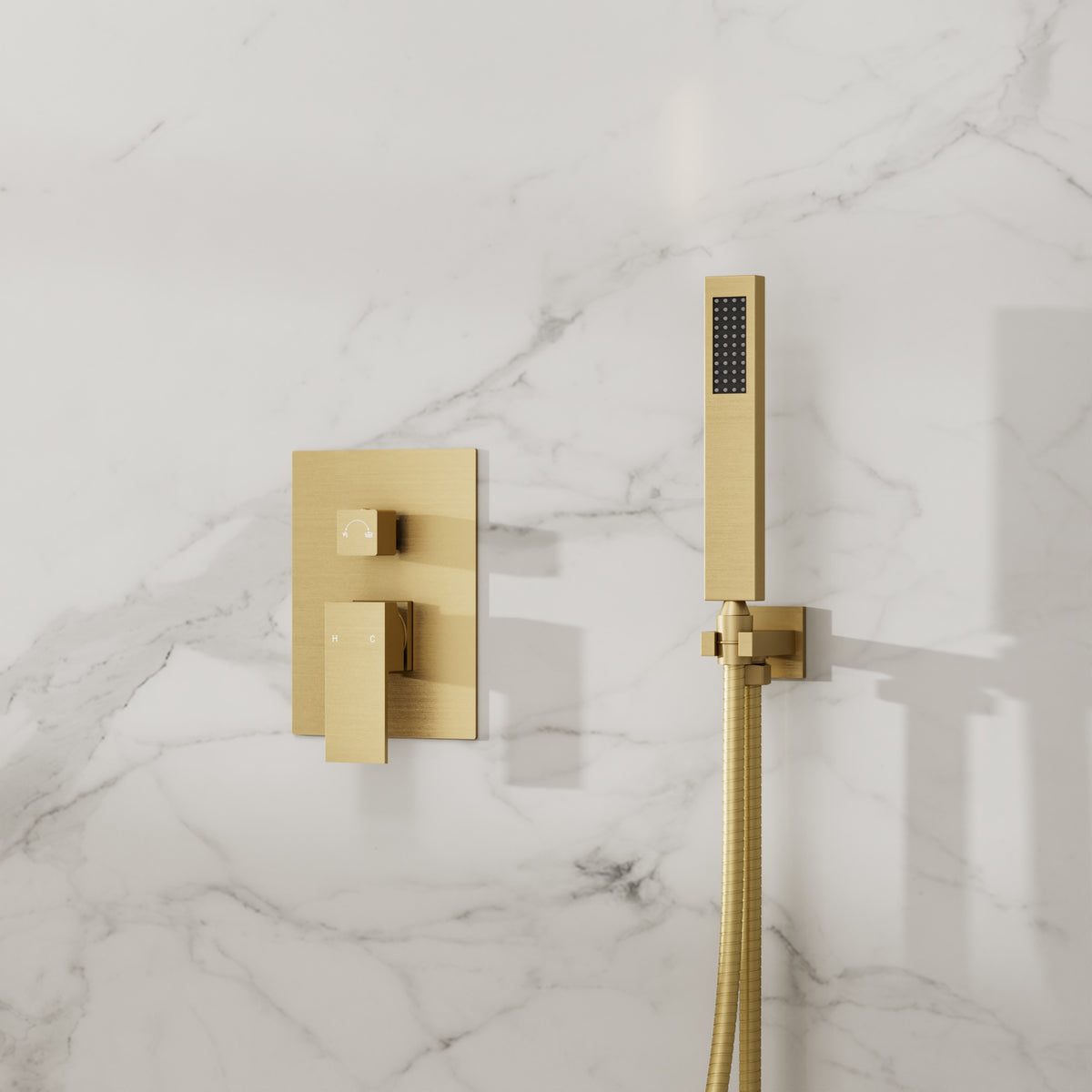 Ceiling-Mounted Rain Shower System with Adjustable Handheld Spray
