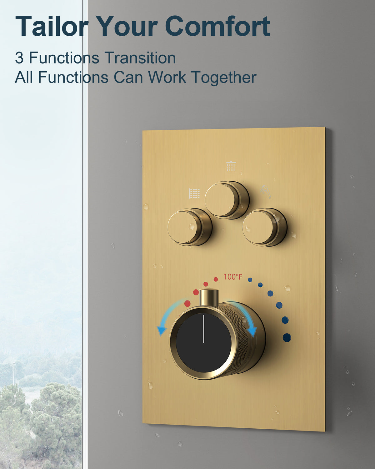 12-Inch Wall-Mounted Three-Function Thermostatic Shower System