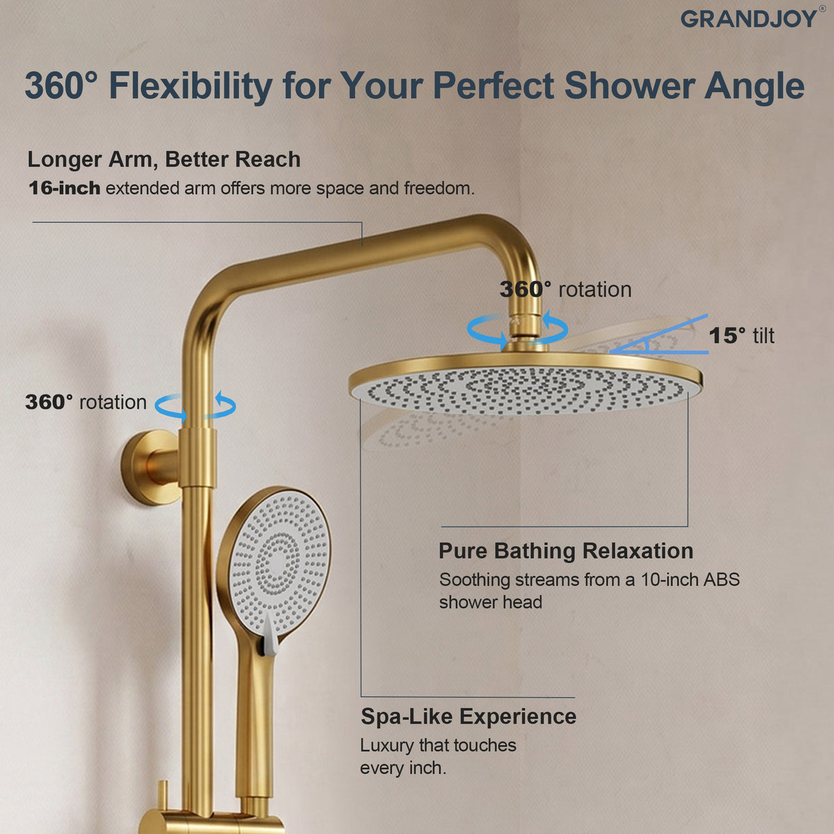 Exposed Dual-Function Rain Shower System with Adjustable Handheld