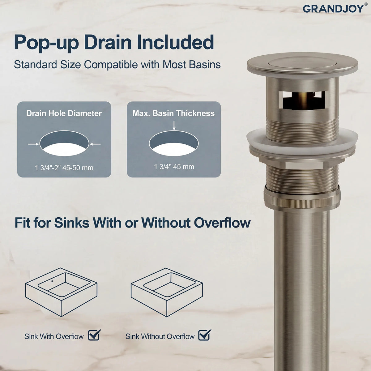 Single-Handle Vessel Bathroom Sink Faucet With Pop-Up Drain
