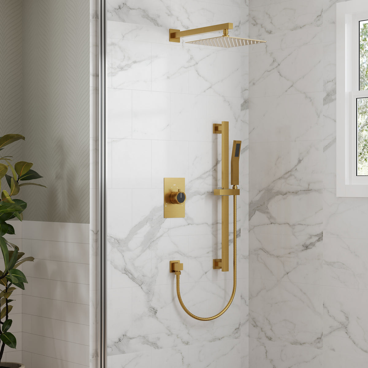 Wall-Mounted Dual-Spray Shower System with Adjustable Handheld Spray