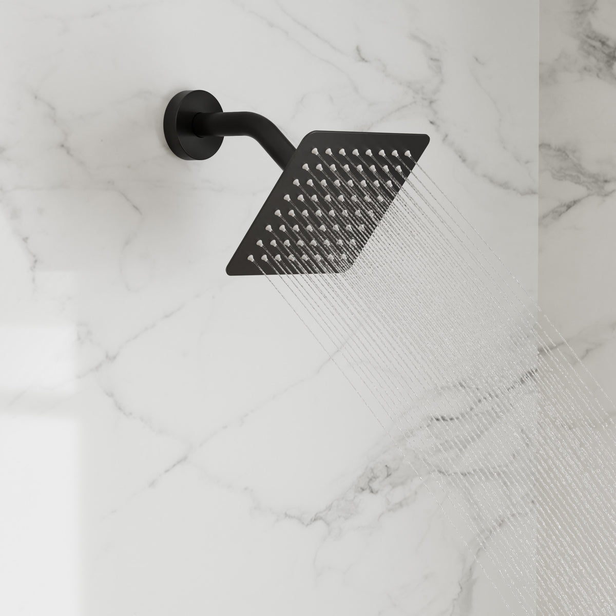 Square Wall-Mounted Shower System with Adjustable Handheld Spray