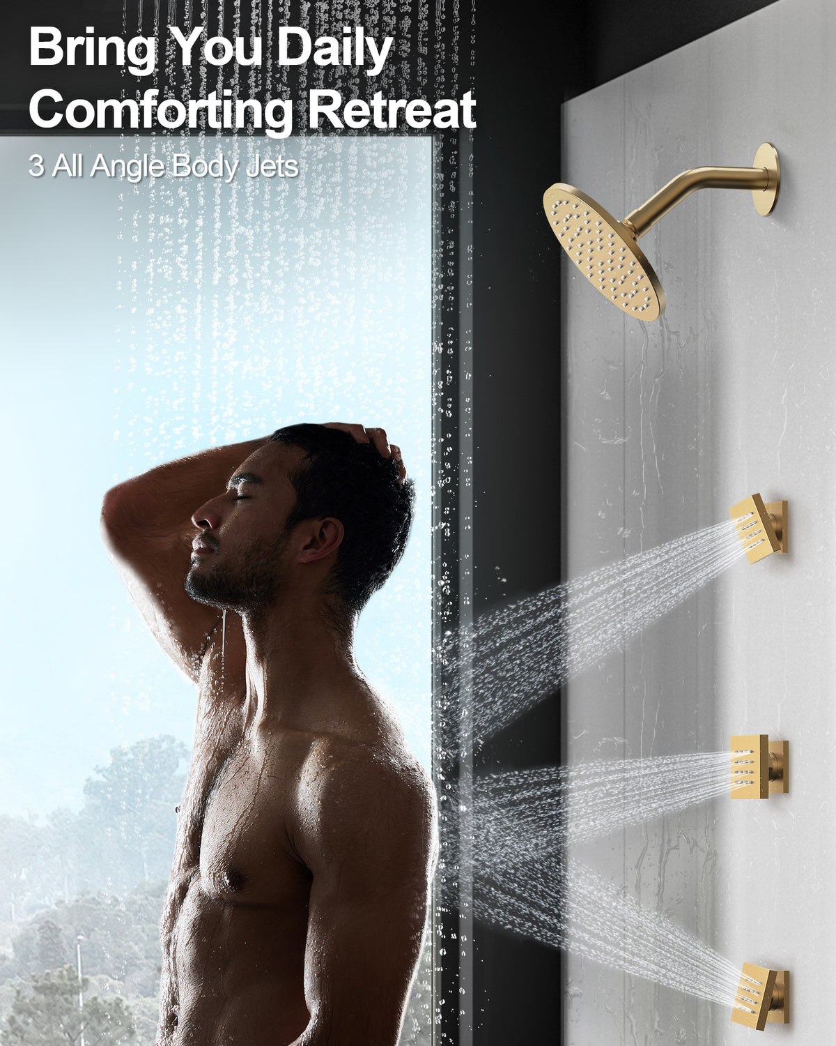 Ceiling-Mounted Multi-Spray Shower System with Adjustable Secondary Head