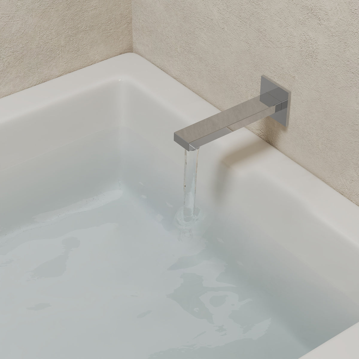 Square Wall-Mounted Shower System with Pressure-Balanced Tub Spout