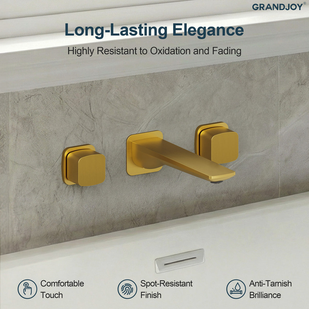 High-Flow Wall-Mounted Bathtub Faucet with Flat Spout and Dual Handles