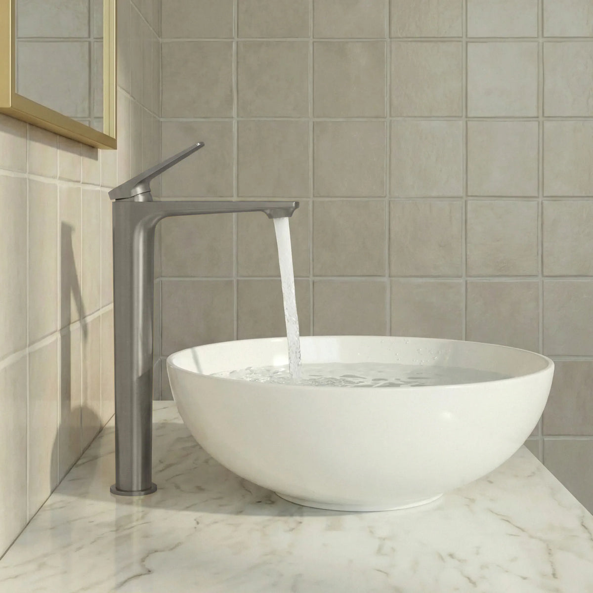 Single-Handle Vessel Bathroom Sink Faucet With Pop-Up Drain