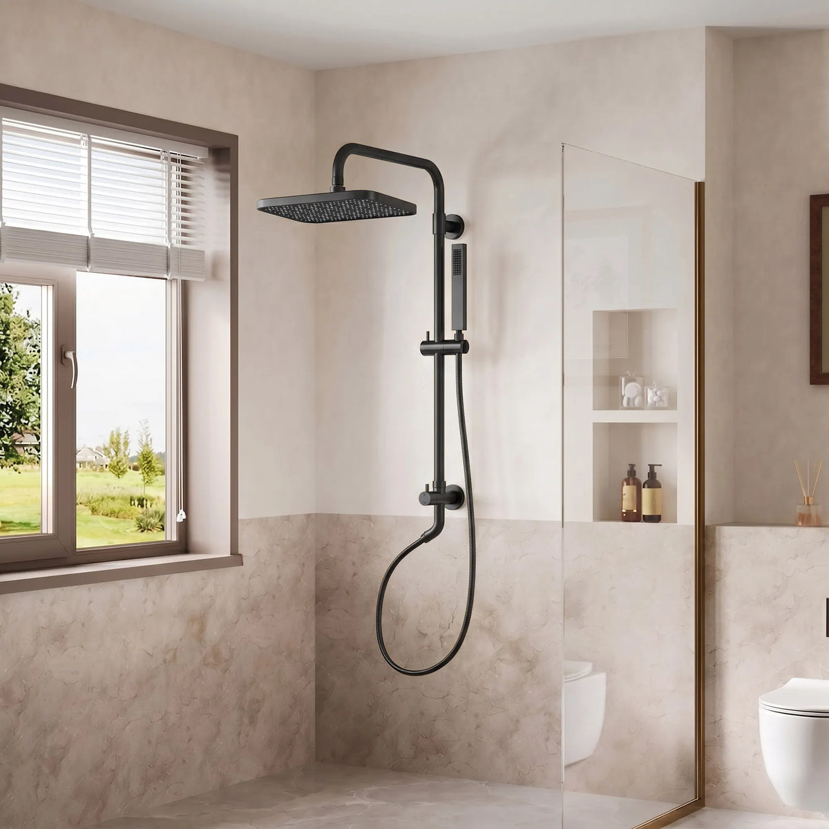 Square Exposed Shower System with Dual Rainfall Modes