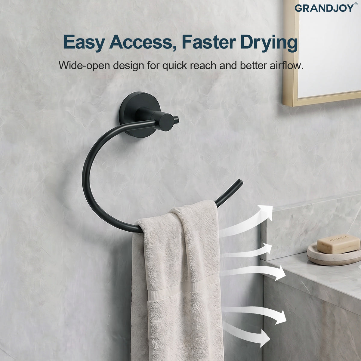 Circular Wall-Mounted Swing-Arm Towel Ring with 180-Degree Pivot