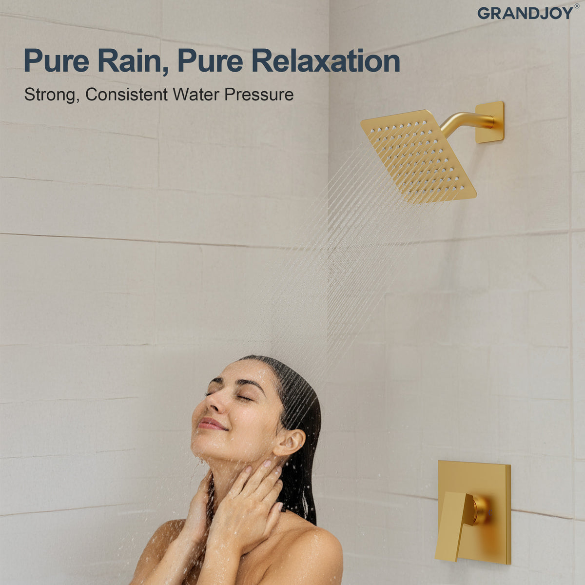 Wall-Mounted Square Rain Shower System with Pressure-Balanced Valve