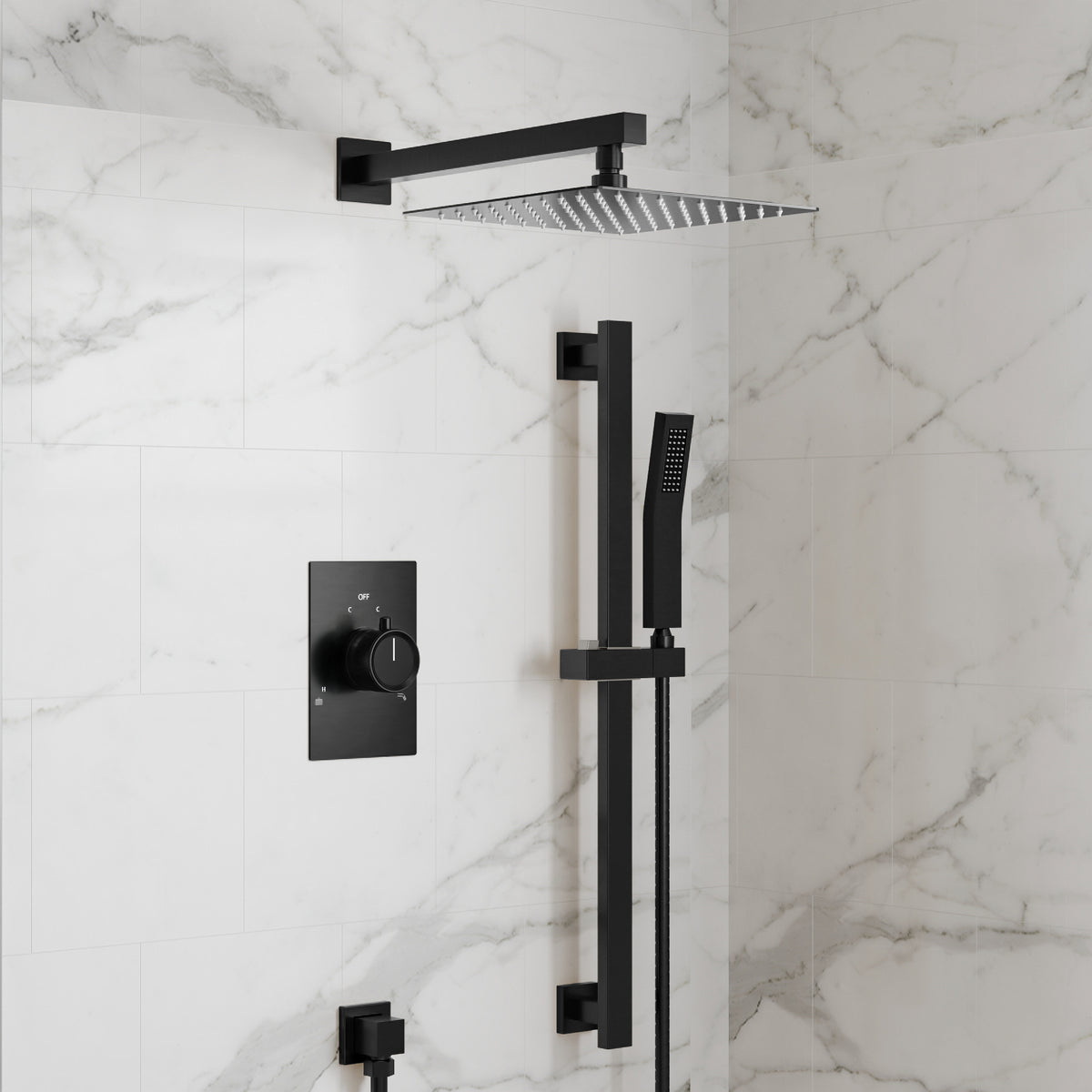 Wall-Mounted Dual-Spray Shower System with Adjustable Handheld Spray