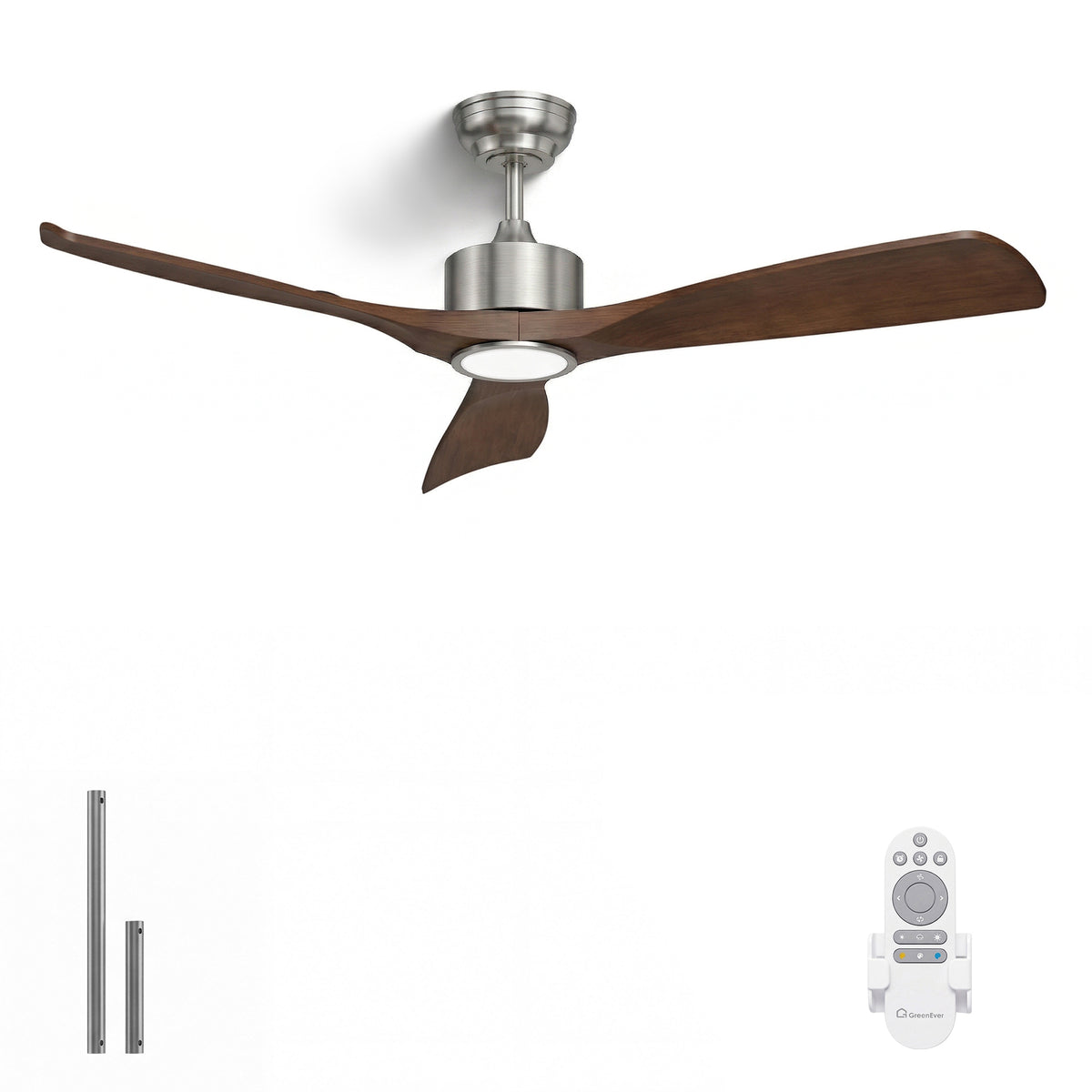 52-Inch Downrod Mount 3-Blade Ceiling Fan with Light and Remote Control