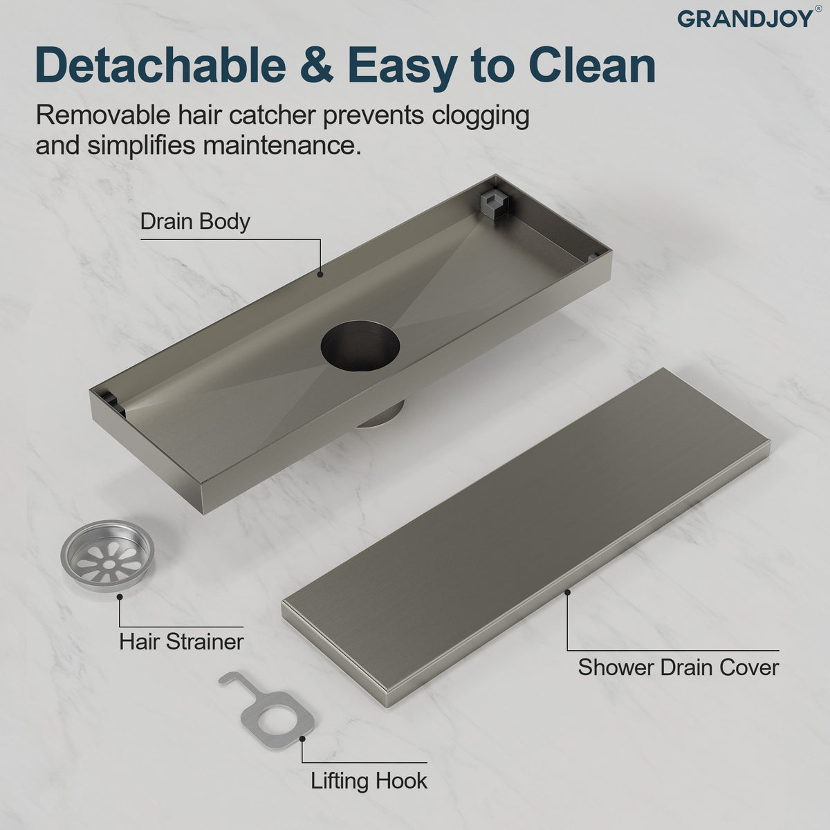 12-Inch Reversible Linear Shower Drain with Anti-Odor Core