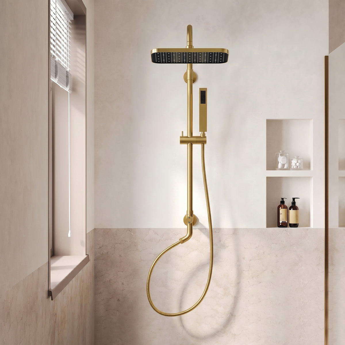 Square Exposed Shower System with Dual Rainfall Modes
