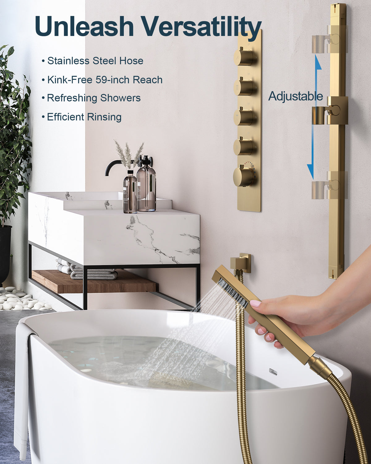LED Ceiling-Mounted Thermostatic Shower System with Waterfall and Body Jets