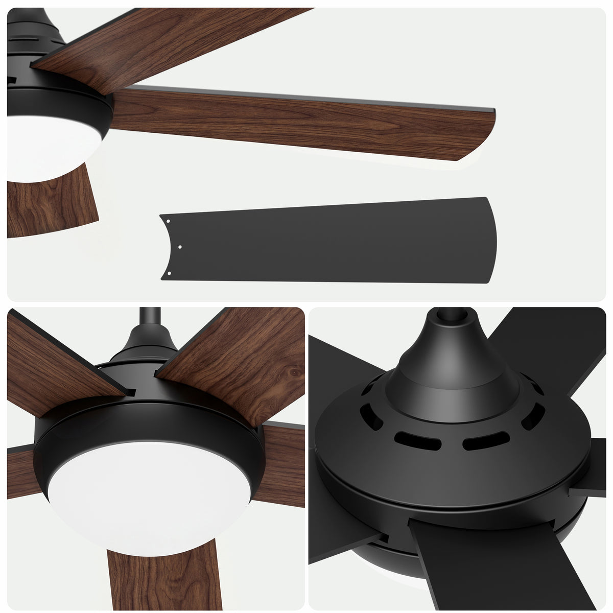 48-Inch Downrod Mount 5-Blade Ceiling Fan with Light and Smart Control