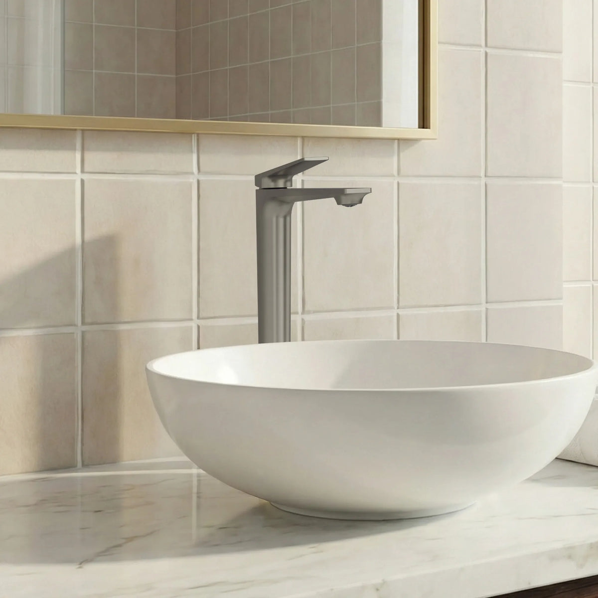 Single-Handle Vessel Bathroom Sink Faucet With Pop-Up Drain