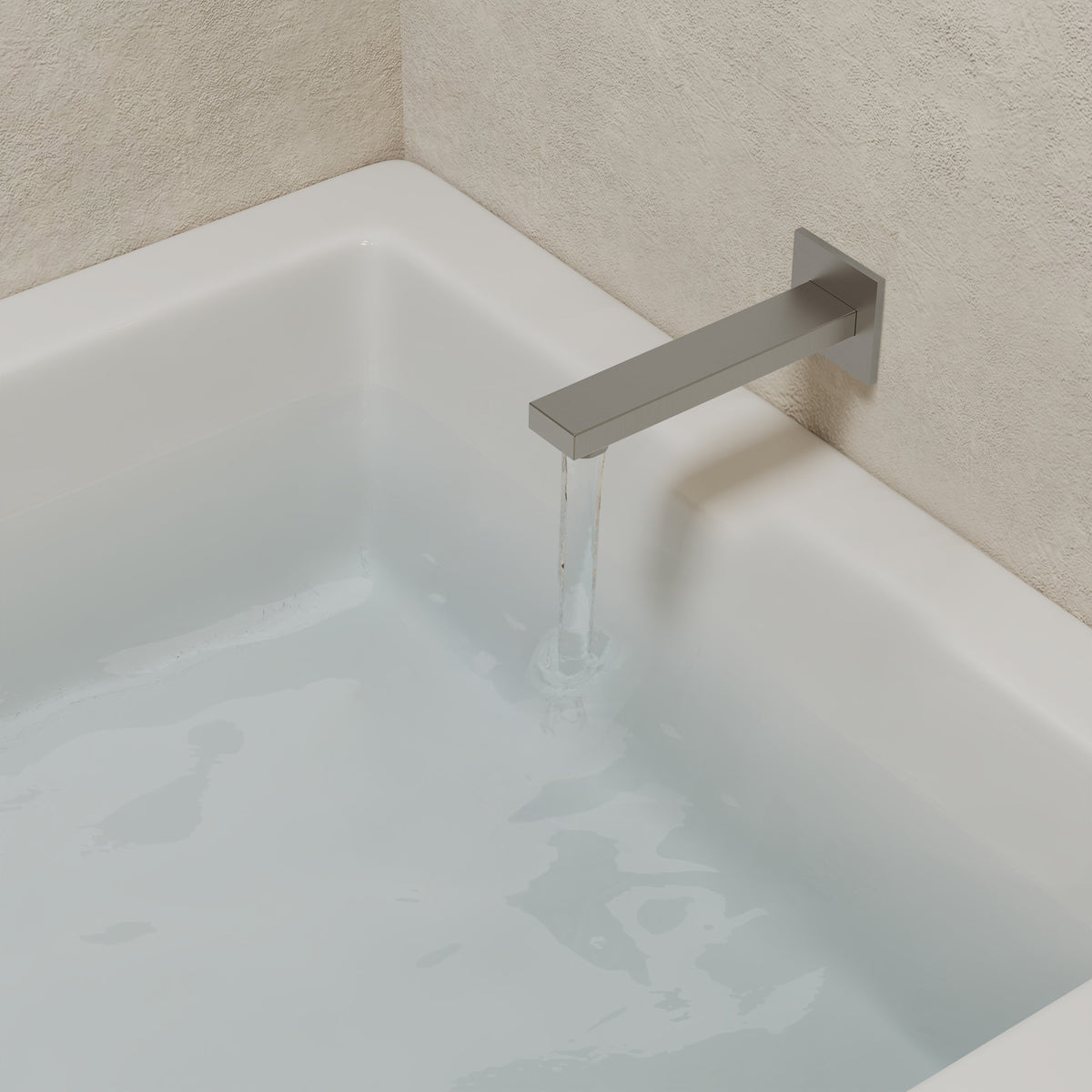Square Wall-Mounted Shower System with Pressure-Balanced Tub Spout