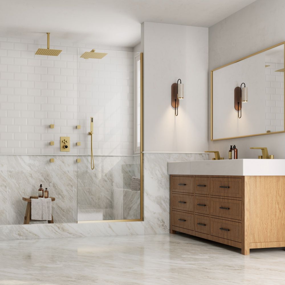 Square Wall-Mounted Dual Shower System with Body Jets