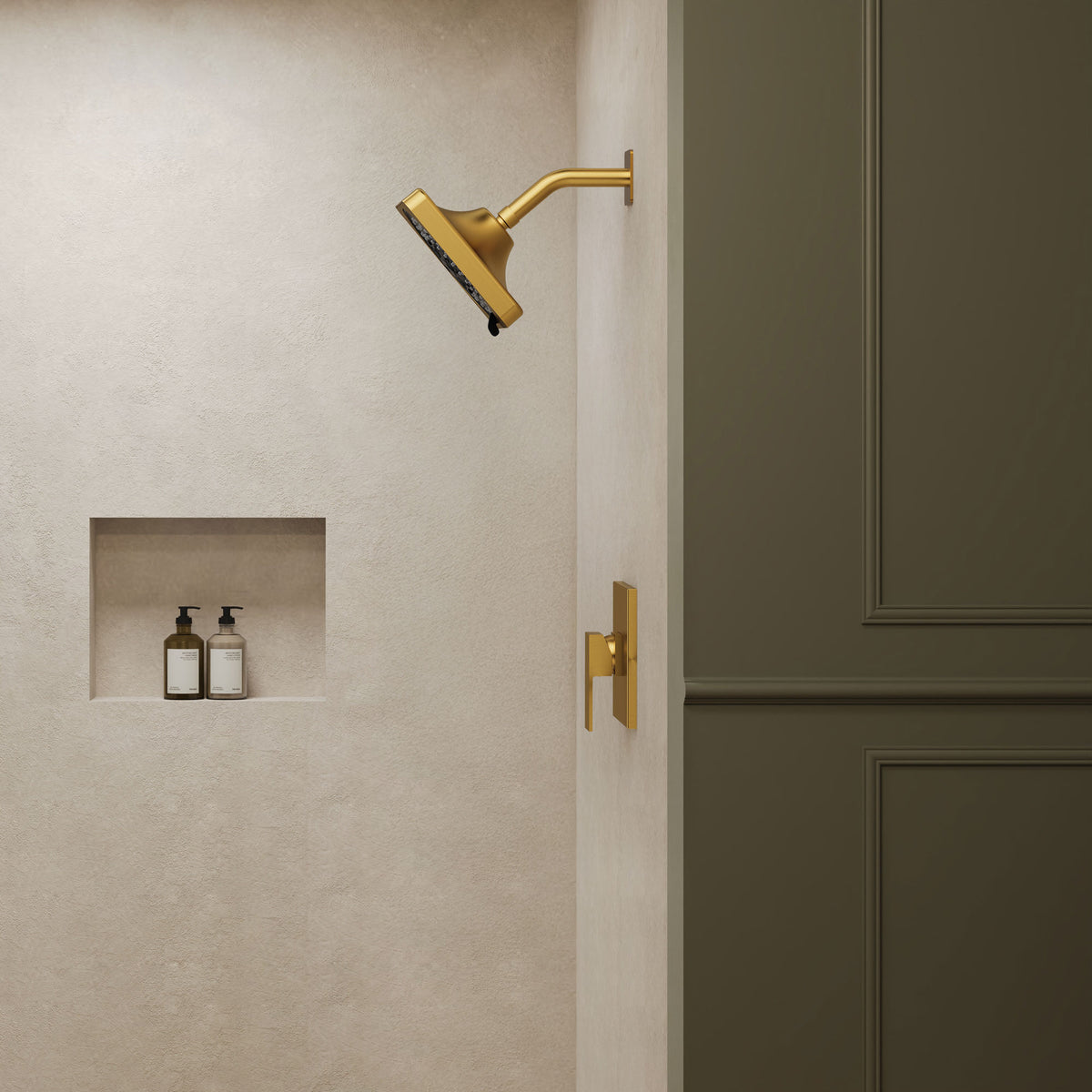 Square Wall-Mounted Pressure-Balanced Shower System with Seven Spray Modes