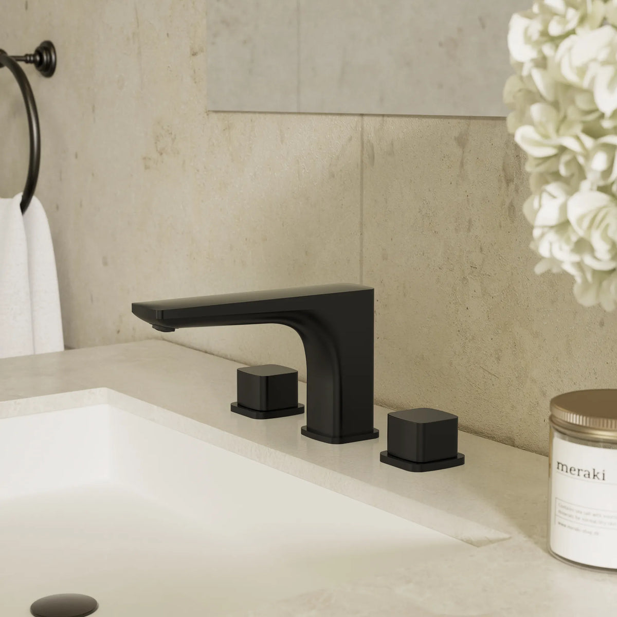 Two-Handle Low Arc Widespread Bathroom Sink Faucet With Pop-Up Drain