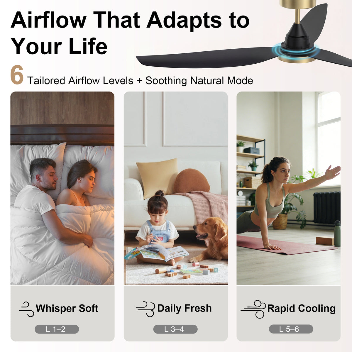 54-Inch Downrod Mount 3-Blade Ceiling Fan with Light and Remote Control
