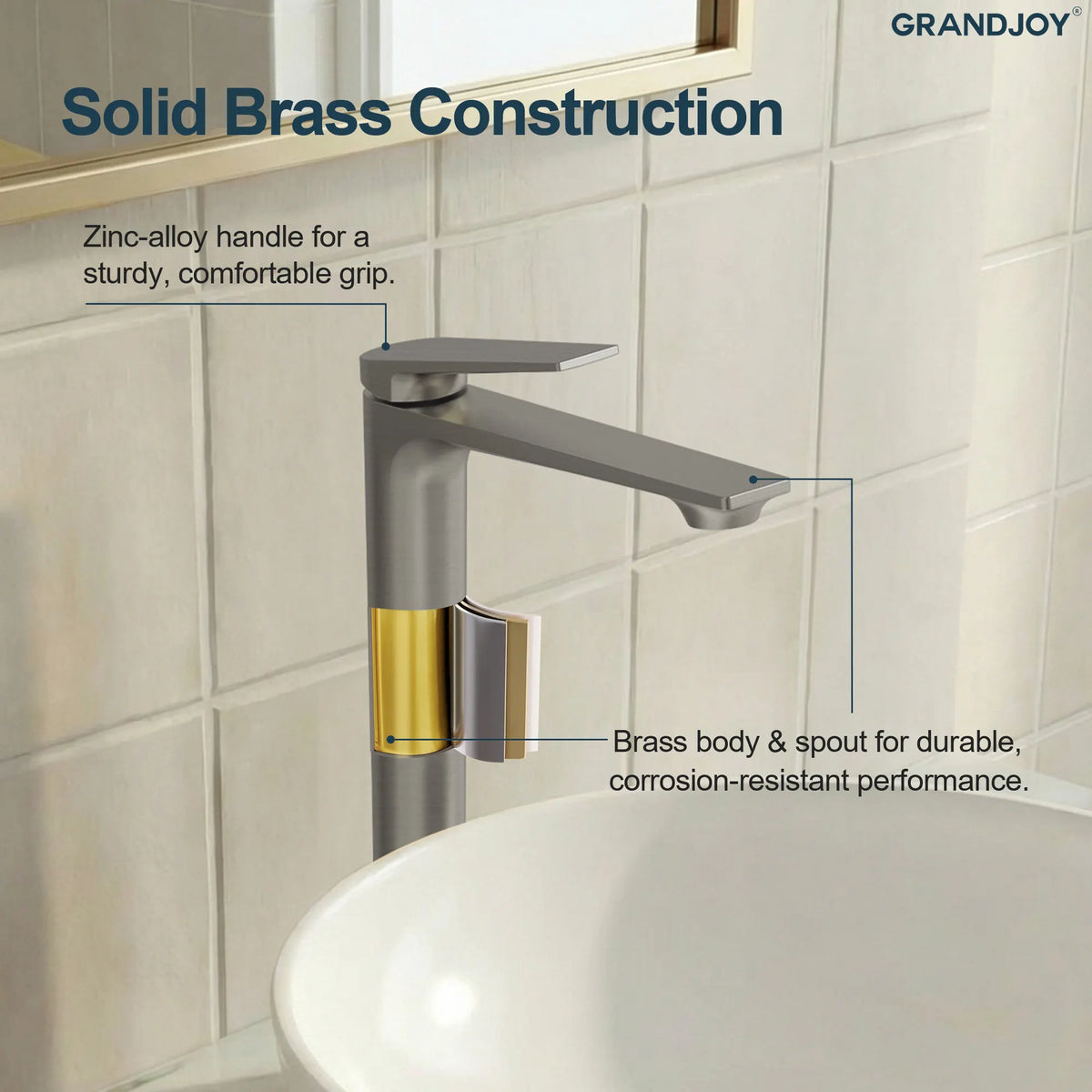 Single-Handle Vessel Bathroom Sink Faucet With Pop-Up Drain