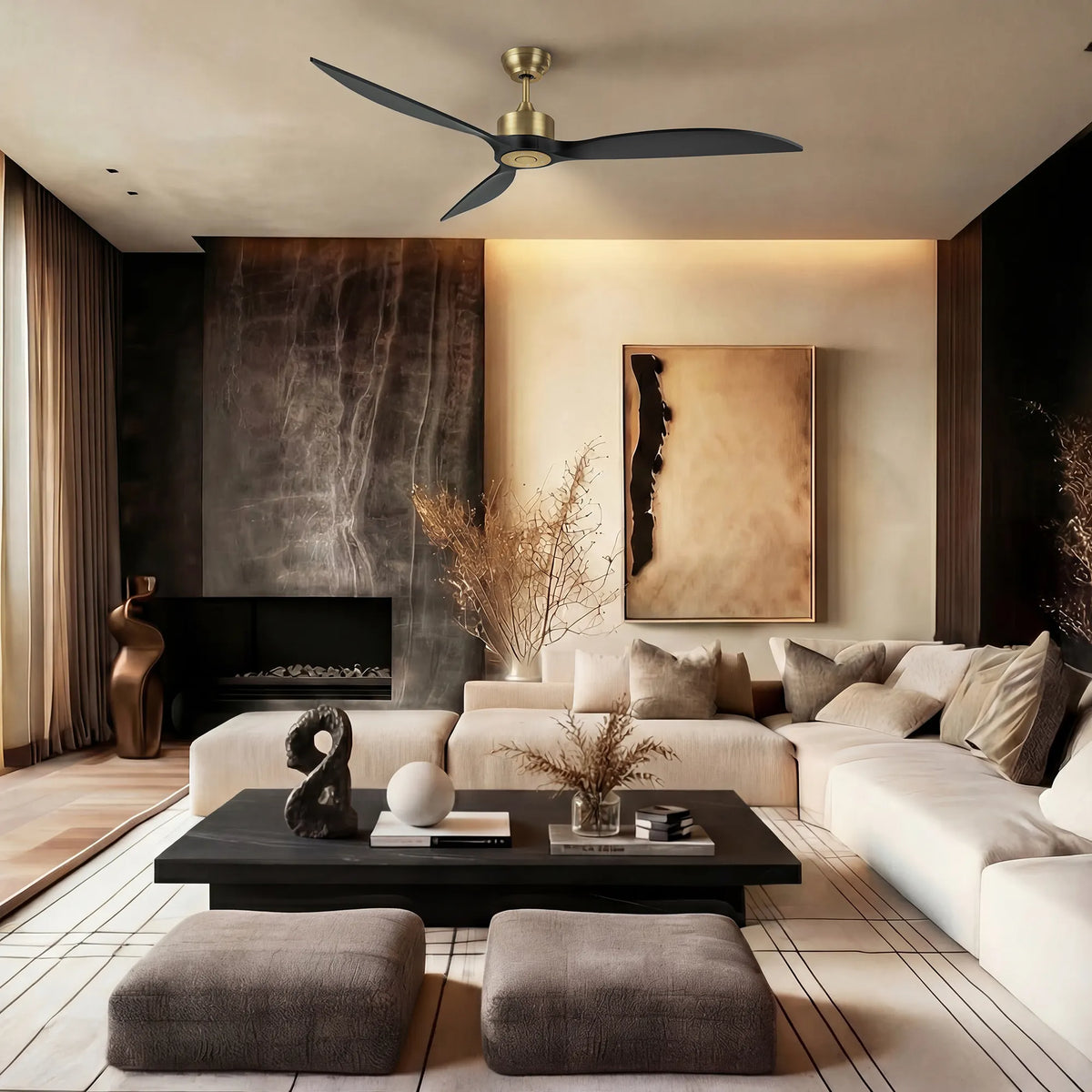 65-Inch Downrod Mount 3-Blade Ceiling Fan without Light