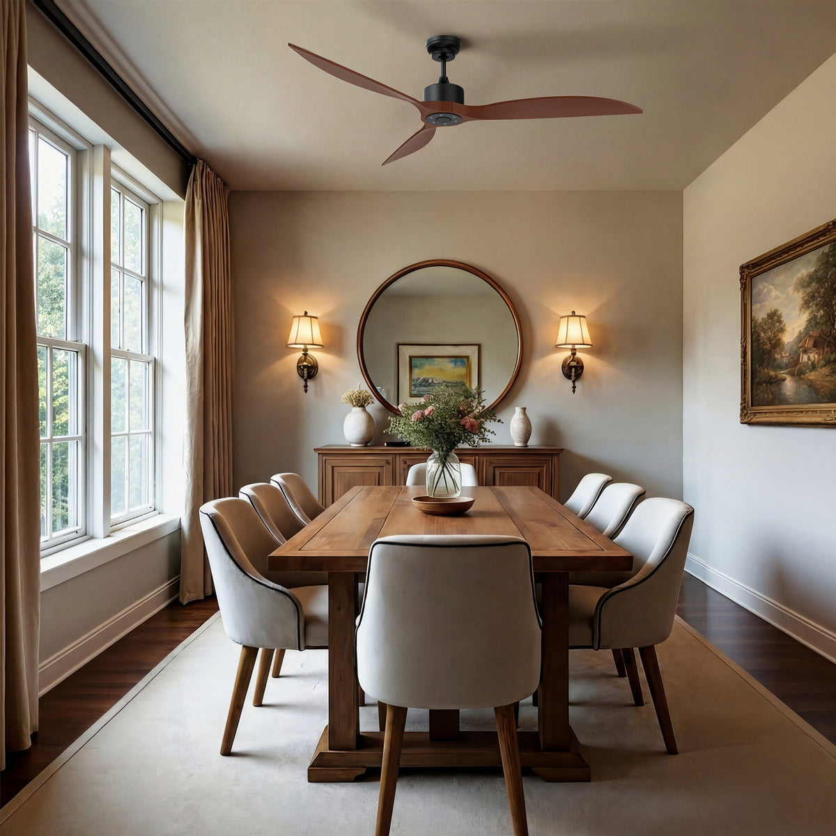 65-Inch Downrod Mount 3-Blade Ceiling Fan without Light
